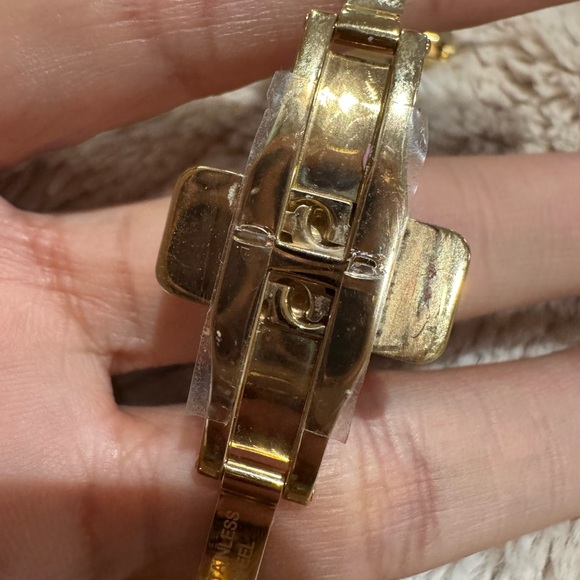 Michele 18mm Gold Plated Metal Bracelet Watch Band - Picture 9 of 16